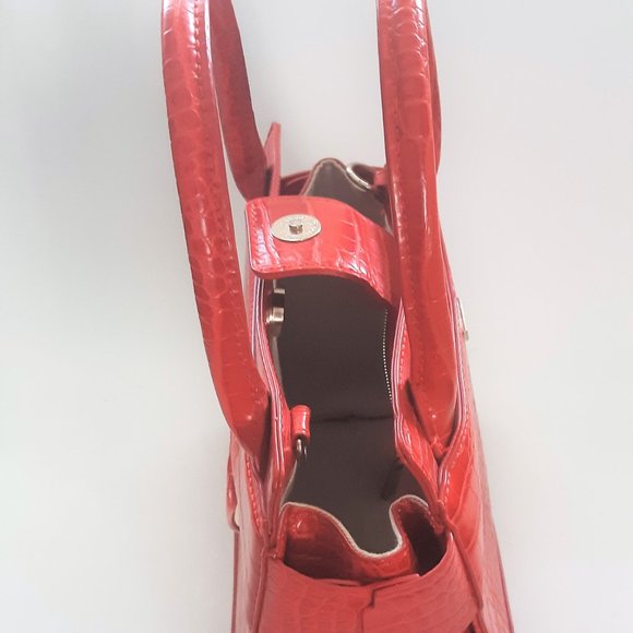 Sam Edelman Chiara Red Mini Handbag Alligator Croc Texture - Picture 8 of 11